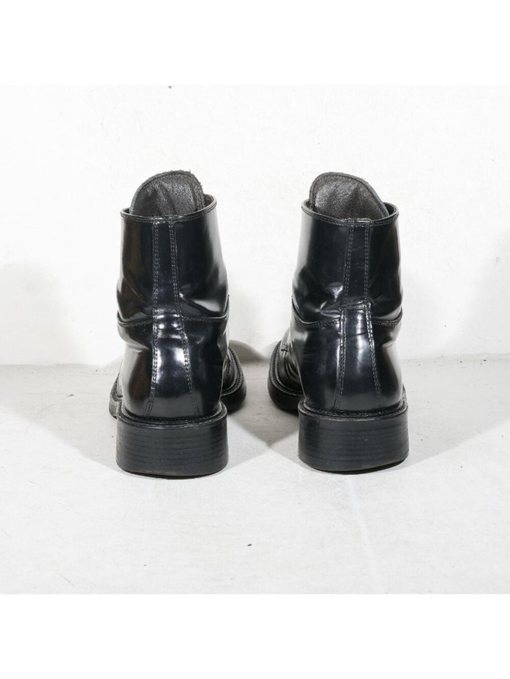 Vintage Kenneth Cole New York Black Leather Lace Up Chunky Ankle Boots Made in I - Picture 4 of 8